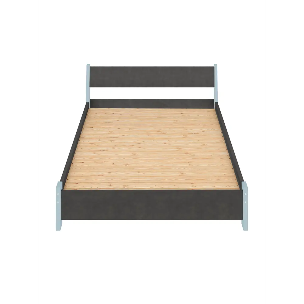 Фото 3 Кровать Solarius Мишка сплошное основание 130x80x210см дерево цвет темно-серый/голубой