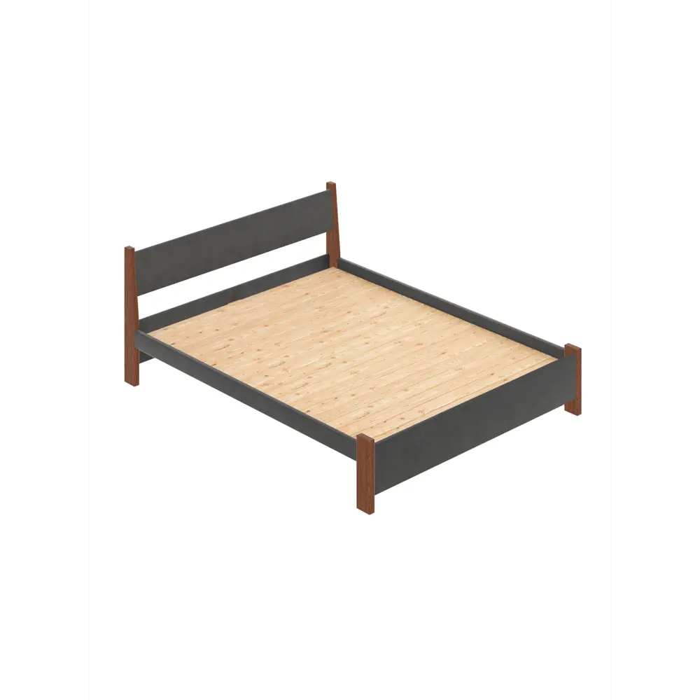 Фото 2 Кровать Solarius Мишка сплошное основание 130x80x210см дерево цвет темно-серый/темный дуб Фото 2 Кровать Solarius Мишка сплошное основание 130x80x210см дерево цвет темно-серый/темный дуб