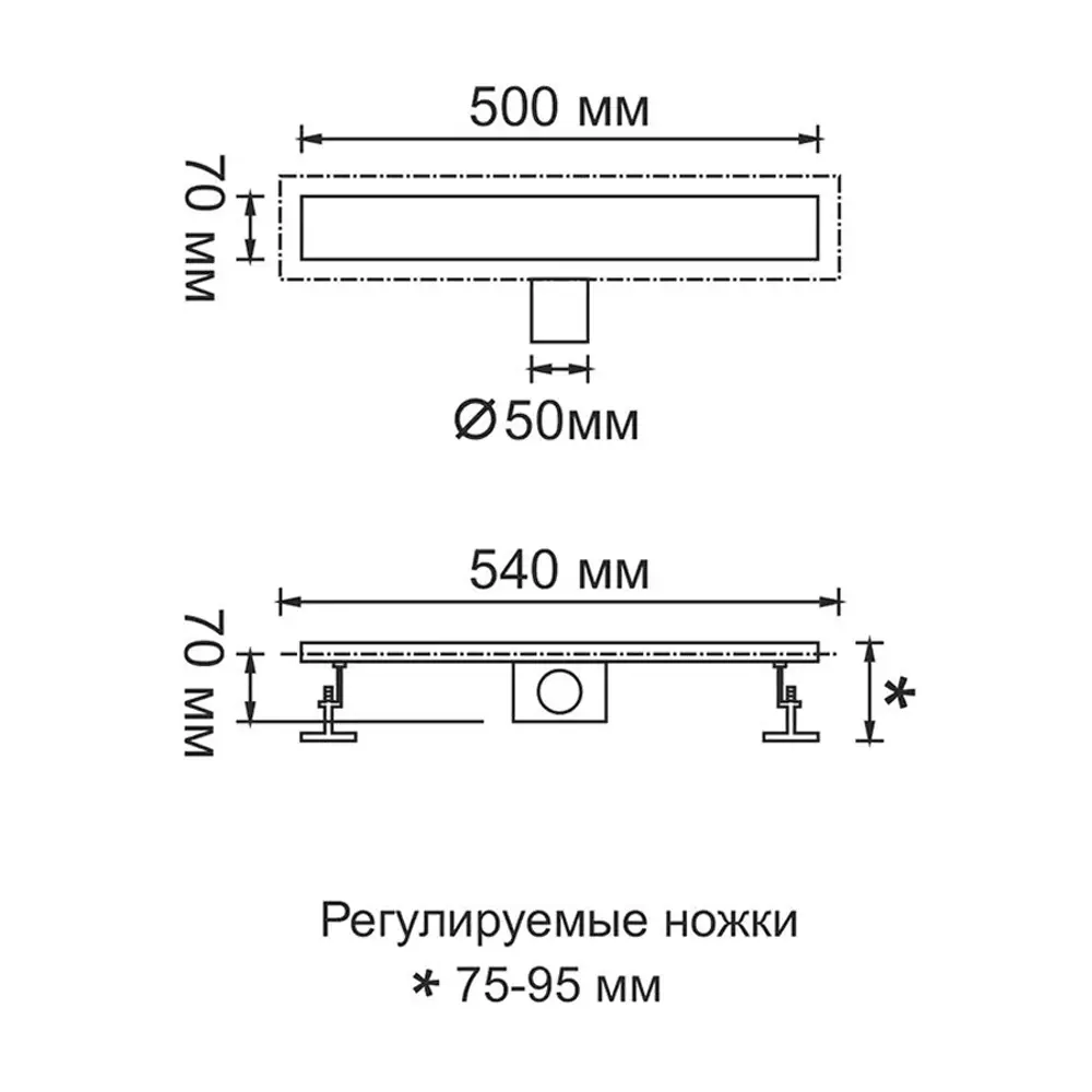 Фото 2 Трап для душа Gerhans K80107-50 мокрый затвор 7x50 см нержавеющая сталь Фото 2 Трап для душа Gerhans K80107-50 мокрый затвор 7x50 см нержавеющая сталь