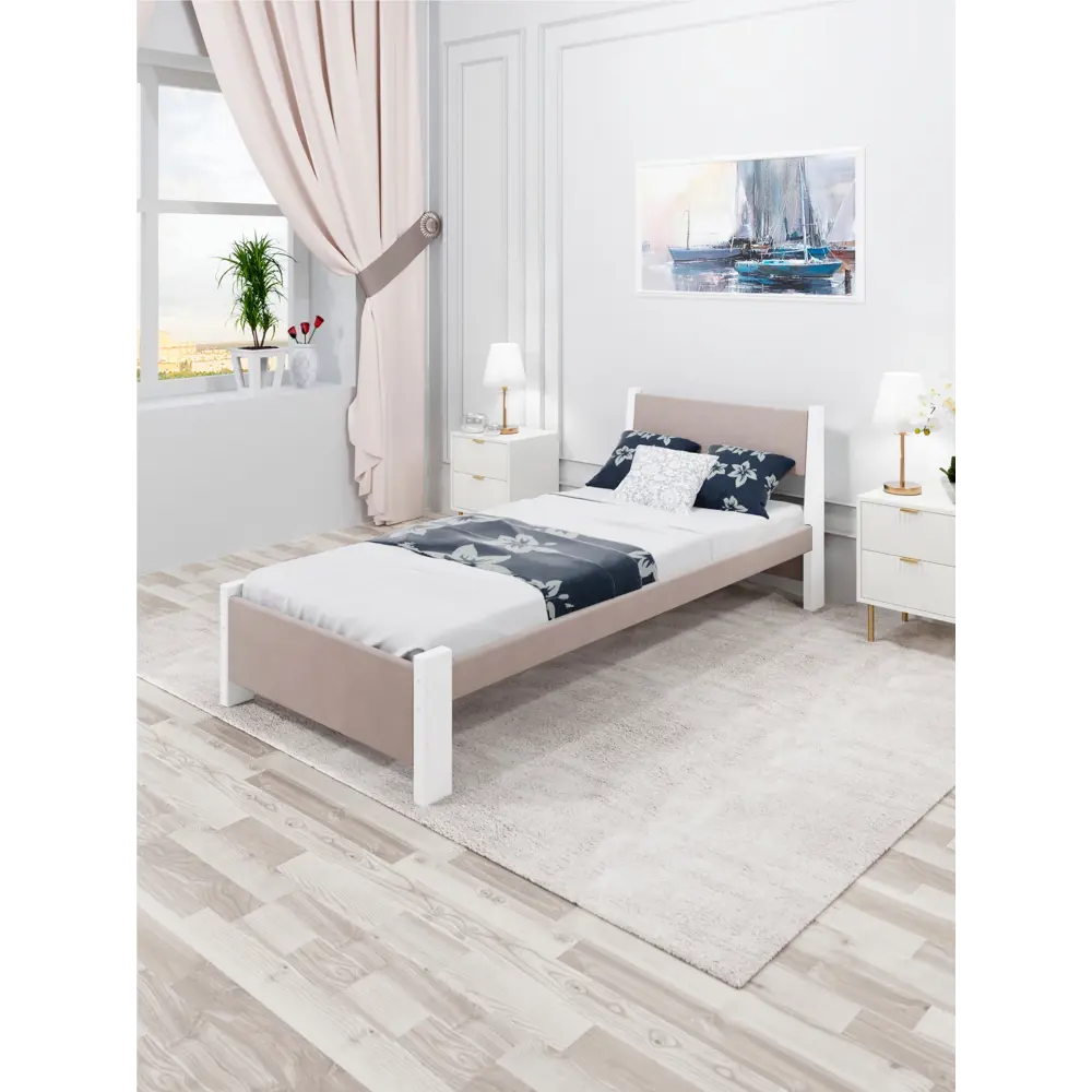 Фото 2 Кровать Solarius Мишка сплошное основание 100 x 80 x 210 см дерево цвет мокко мусс;белый