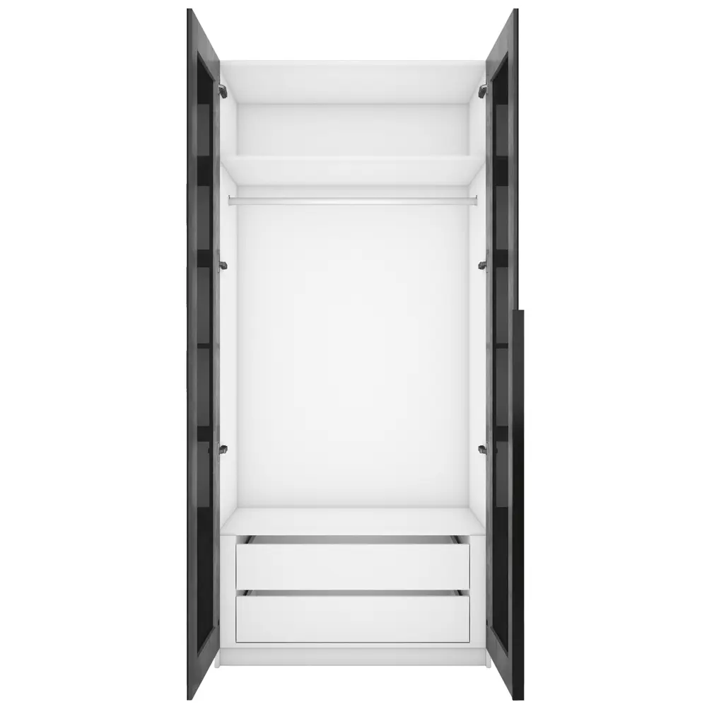 Фото 3 Шкаф распашной Мебельная компания е1 LCKS2_GL_2SH_2M1_1600_KT 101x220x52.5 см ЛДСП цвет белый снег Фото 3 Шкаф распашной Мебельная компания е1 LCKS2_GL_2SH_2M1_1600_KT 101x220x52.5 см ЛДСП цвет белый снег