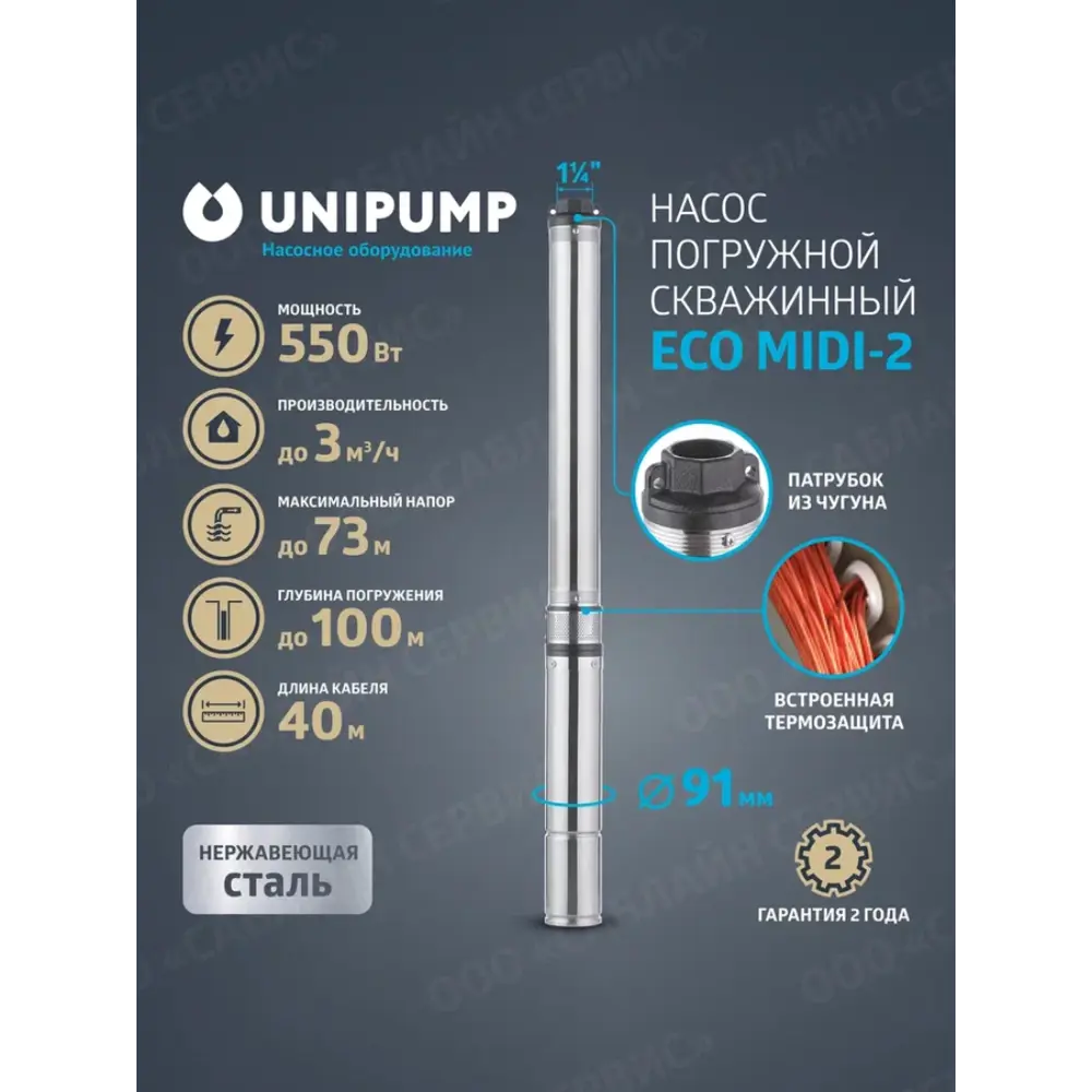 Фото 2 Скважинный насос Unipump ECO MIDI-2 Фото 2 Скважинный насос Unipump ECO MIDI-2