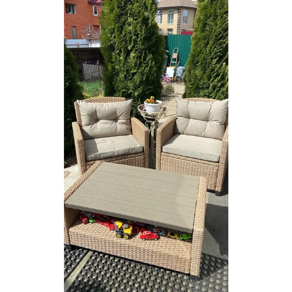 Фото 4 Набор садовой мебели для отдыха AFM-804B Beige искусственный ротанг бежевый 4 предмета Фото 4 Набор садовой мебели для отдыха AFM-804B Beige искусственный ротанг бежевый 4 предмета