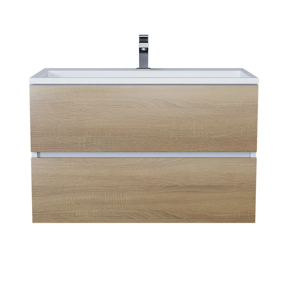 Фото Тумба с раковиной для ванной подвесная Uperwood Barsa 80x45x57 см белая/дуб сонома, раковина белая Фото Тумба с раковиной для ванной подвесная Uperwood Barsa 80x45x57 см белая/дуб сонома, раковина белая