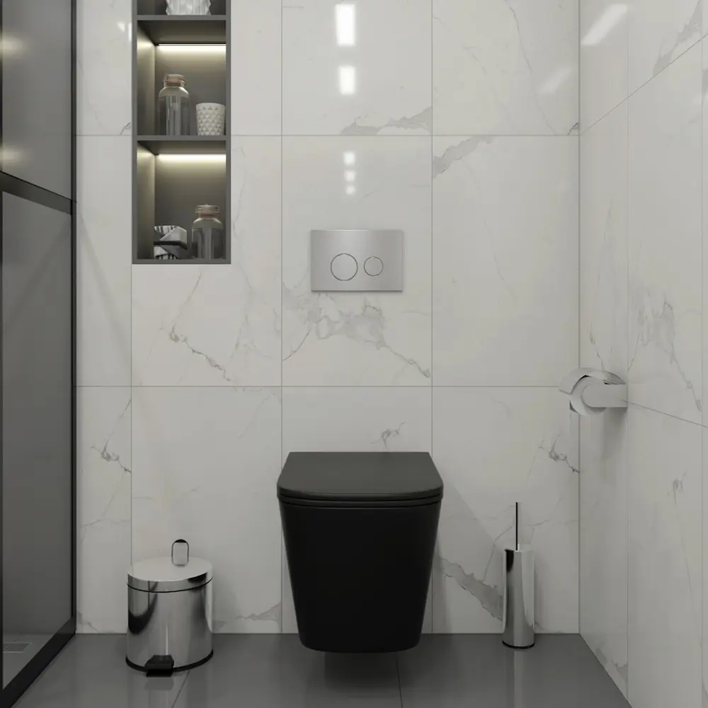 Фото 3 Комплект 5 в 1 инсталляция с унитазом Teymi F13472 унитаз подвесной безободковый черный Helmi Black кнопка нержавеющая сталь Фото 3 Комплект 5 в 1 инсталляция с унитазом Teymi F13472 унитаз подвесной безободковый черный Helmi Black кнопка нержавеющая сталь