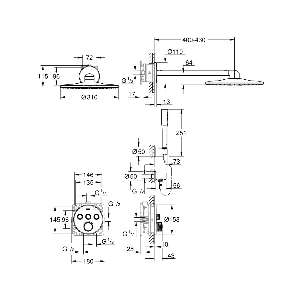 Фото 2 Душевая система Grohe 34705000 Grohtherm SmartControl Perfect с душевым гарнитуром и верхним душем Rainshower SmartActive 310, хром Фото 2 Душевая система Grohe 34705000 Grohtherm SmartControl Perfect с душевым гарнитуром и верхним душем Rainshower SmartActive 310, хром