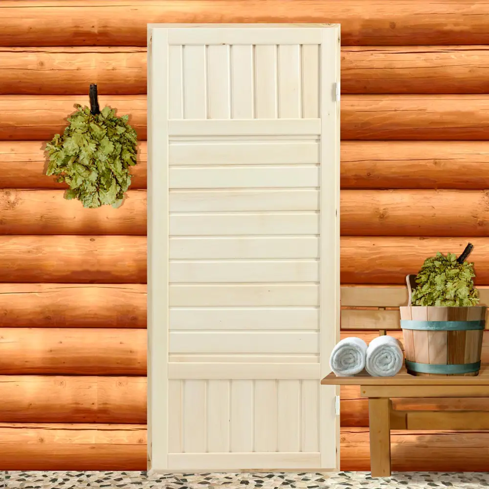 Фото 2 Дверь для бани деревянная липа Сима-Ленд Экстра 160x70см Фото 2 Дверь для бани деревянная липа Сима-Ленд Экстра 160x70см