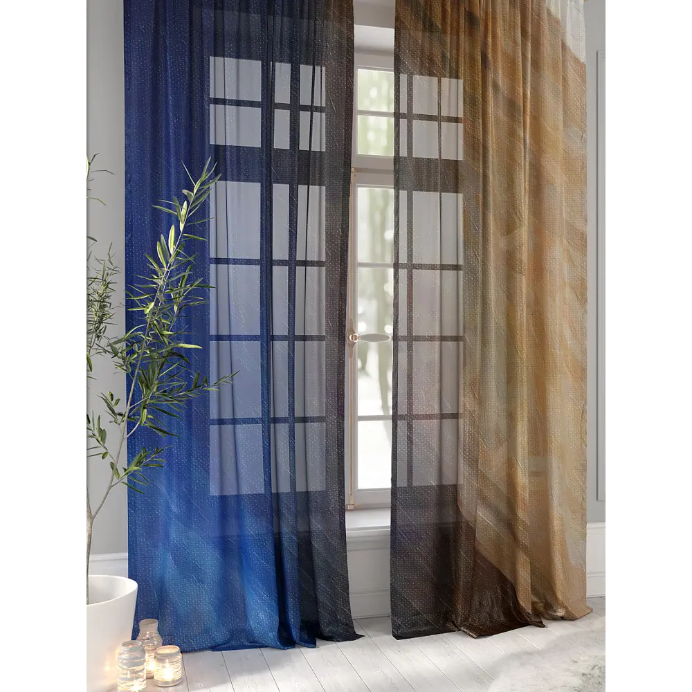 Фото 2 Тюль Helga Базовая коллекция HH970049 на шторной ленте 260x150 см цвет синий Фото 2 Тюль Helga Базовая коллекция HH970049 на шторной ленте 260x150 см цвет синий