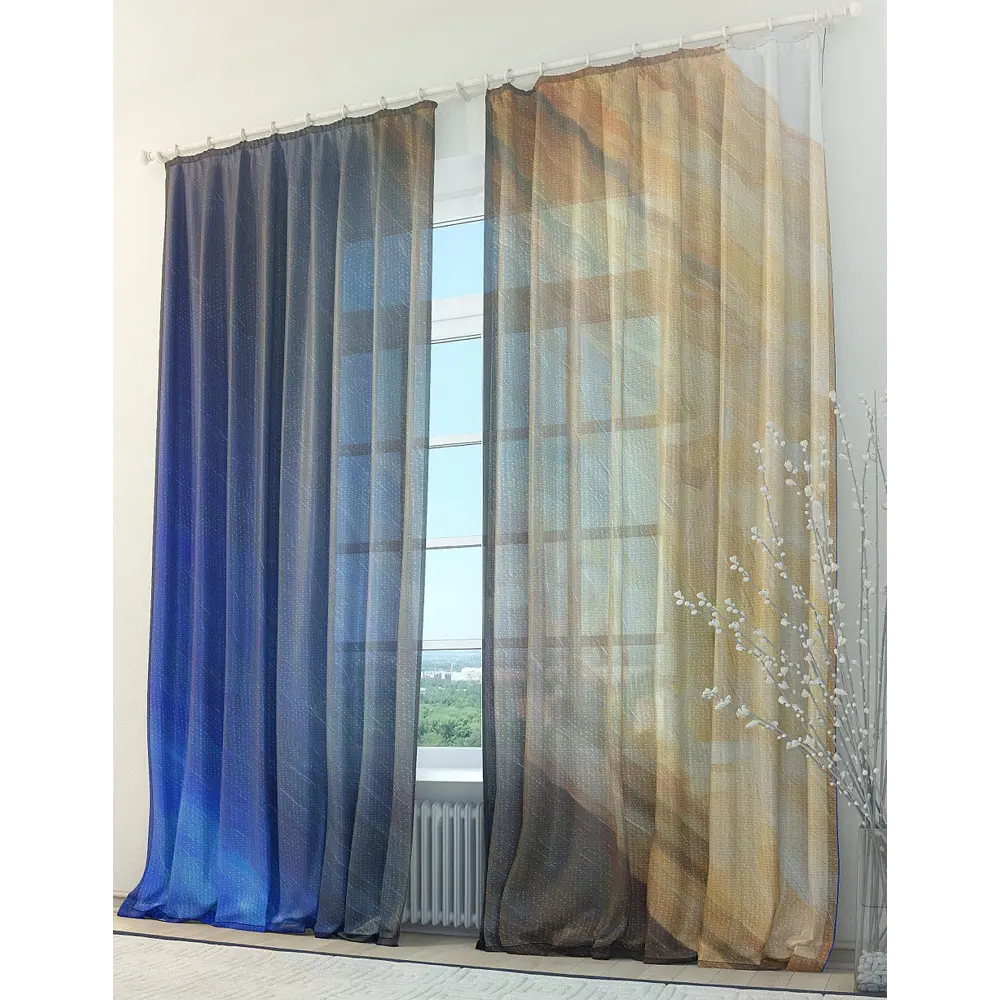 Фото 3 Тюль Helga Базовая коллекция HH970049 на шторной ленте 260x150 см цвет синий Фото 3 Тюль Helga Базовая коллекция HH970049 на шторной ленте 260x150 см цвет синий