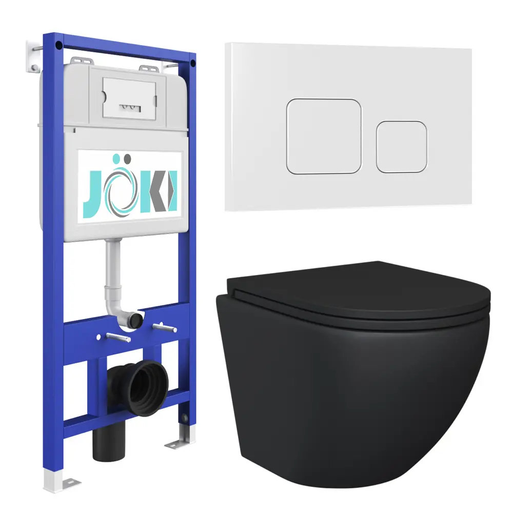 Фото Комплект инсталляция с унитазом Joki JKS111011021WM цвет черный Фото Комплект инсталляция с унитазом Joki JKS111011021WM цвет черный