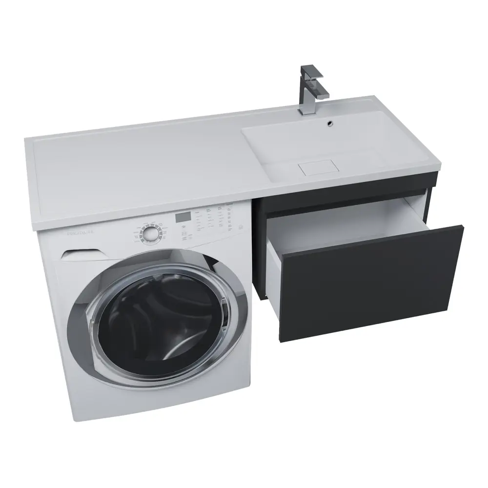 Фото 2 Тумба с раковиной под стиральную машину подвесная Uperwood Magenta 60x120 см черная выдвижной ящик правая Фото 2 Тумба с раковиной под стиральную машину подвесная Uperwood Magenta 60x120 см черная выдвижной ящик правая