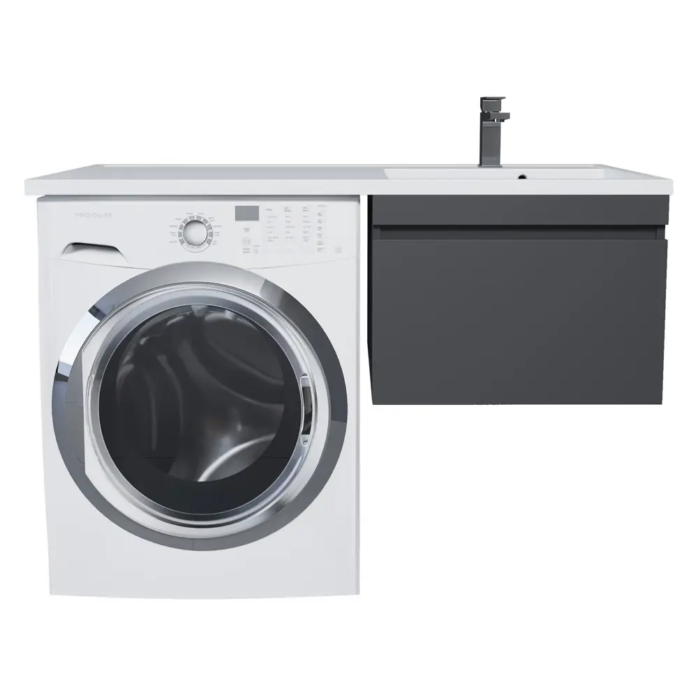 Фото Тумба с раковиной под стиральную машину подвесная Uperwood Magenta 60x120 см черная выдвижной ящик правая Фото Тумба с раковиной под стиральную машину подвесная Uperwood Magenta 60x120 см черная выдвижной ящик правая