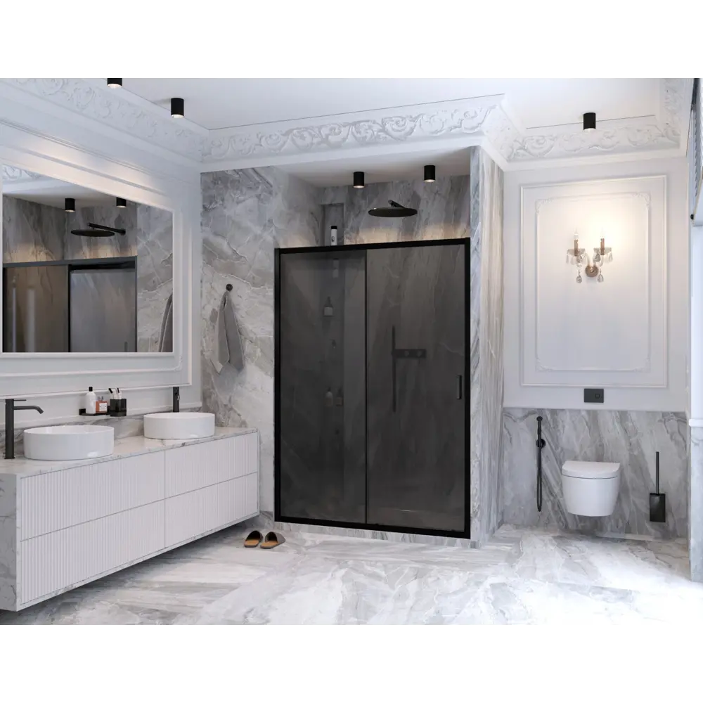 Фото 4 Душевая дверь Ambassador 17022219ABB 130см эффект стекла прозрачный раздвижной Фото 4 Душевая дверь Ambassador 17022219ABB 130см эффект стекла прозрачный раздвижной