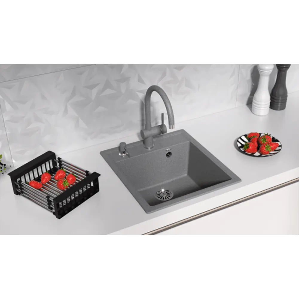 Фото 3 Мойка для кухни Ulgran U-406-309 цвет темно-цвет серый