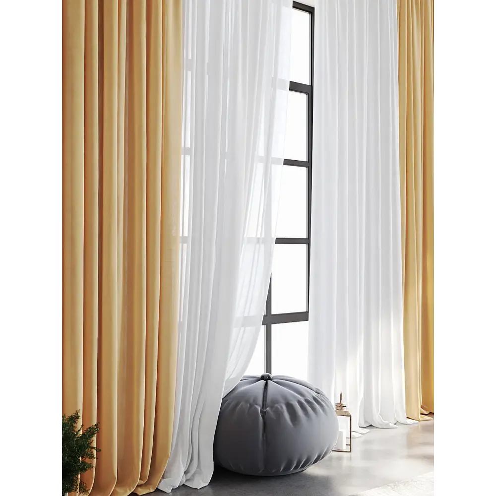 Фото 4 Тюль Helga Базовая коллекция HH208078 на шторной ленте 330x600 см цвет бежевый