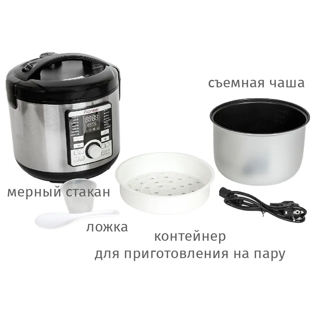 Фото 2 Мультиварка Pioneer Mc202 5 л 17 программ цвет серебристый, черный Фото 2 Мультиварка Pioneer Mc202 5 л 17 программ цвет серебристый, черный