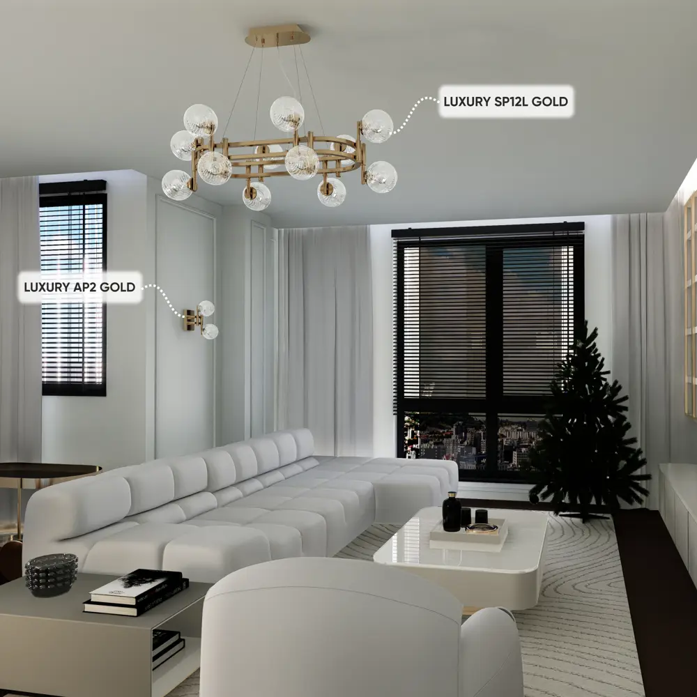 Фото 4 Люстра подвесная Crystal Lux Luxury sp12l gold 12 ламп 27 м² цвет золото Фото 4 Люстра подвесная Crystal Lux Luxury sp12l gold 12 ламп 27 м² цвет золото