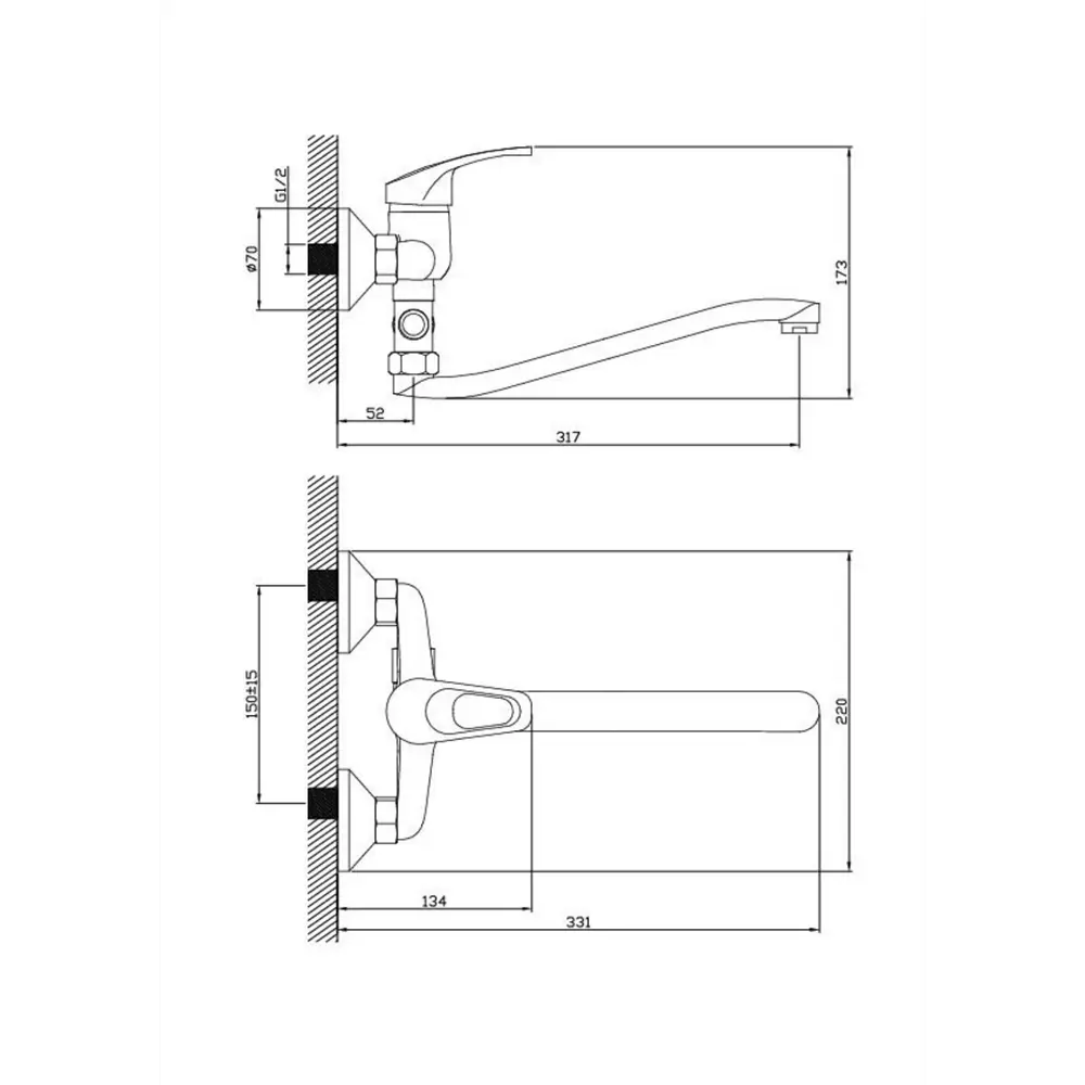 Фото 2 Смеситель для ванны Diadonna D80-221111 однорычажный с душевой лейкой цвет хром