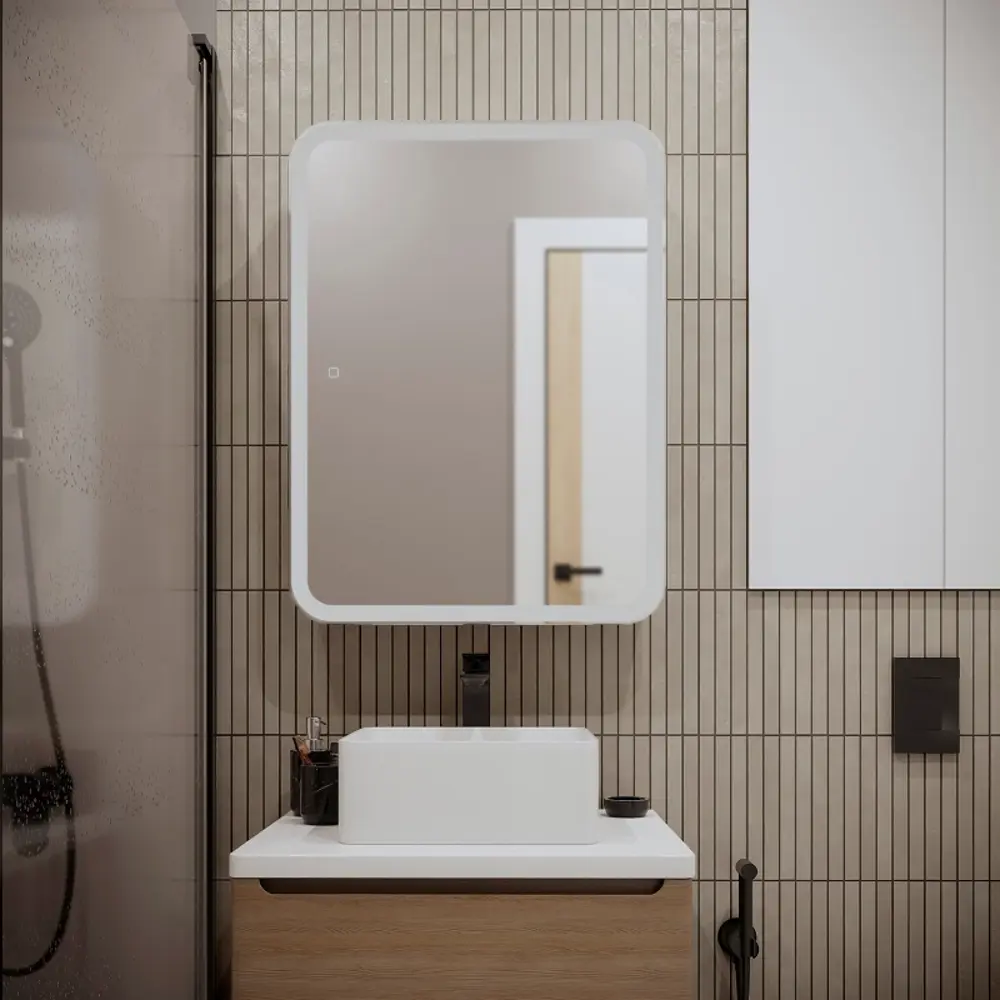 Фото 3 Зеркальный шкаф Mixline Фиджи Flip 60x80 сенсорный цвет белый Фото 3 Зеркальный шкаф Mixline Фиджи Flip 60x80 сенсорный цвет белый