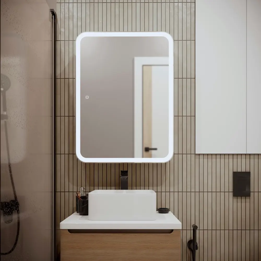 Фото 5 Зеркальный шкаф Mixline Фиджи Flip 60x80 сенсорный цвет белый Фото 5 Зеркальный шкаф Mixline Фиджи Flip 60x80 сенсорный цвет белый