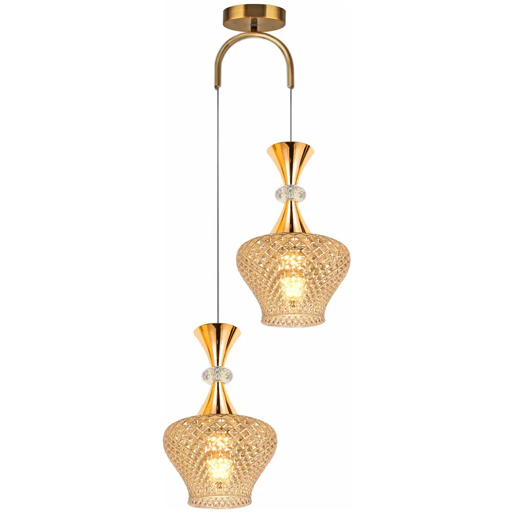 Фото 2 Светильник подвесной Reluce 09004-0.9-02 amber 2 лампы 12 м² цвет золото/коричневый Фото 2 Светильник подвесной Reluce 09004-0.9-02 amber 2 лампы 12 м² цвет золото/коричневый