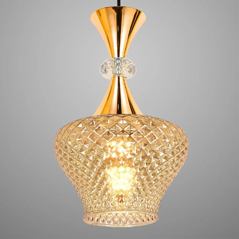 Фото 3 Светильник подвесной Reluce 09004-0.9-02 amber 2 лампы 12 м² цвет золото/коричневый Фото 3 Светильник подвесной Reluce 09004-0.9-02 amber 2 лампы 12 м² цвет золото/коричневый