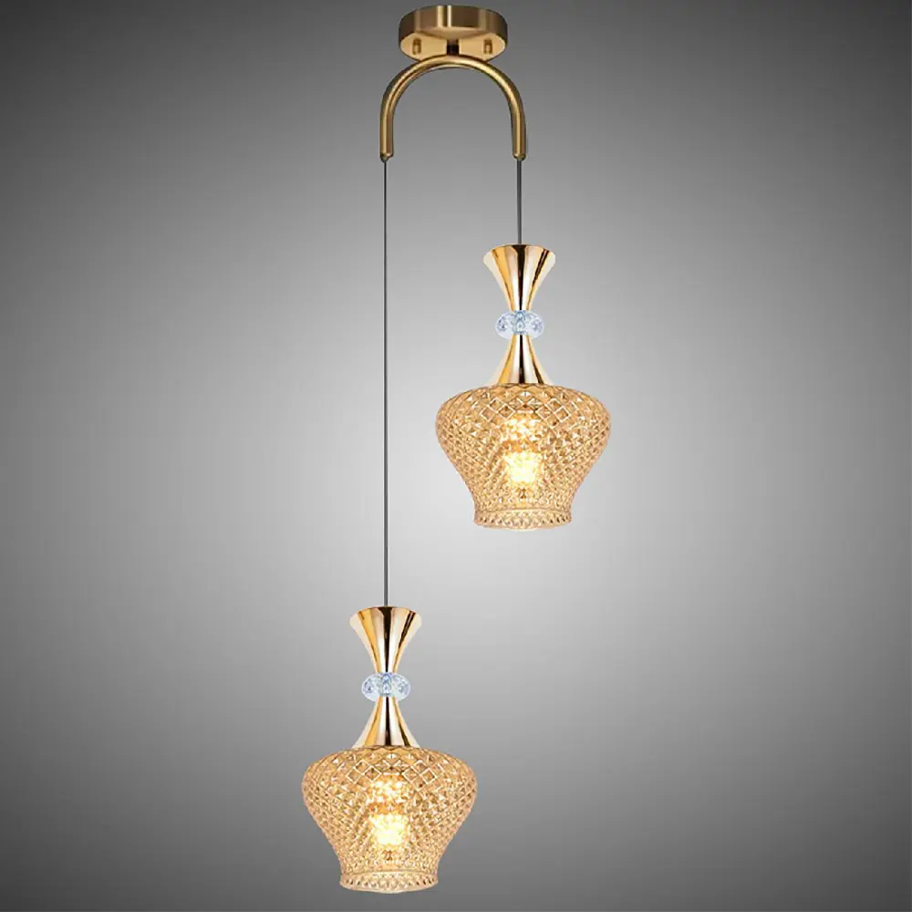 Фото 4 Светильник подвесной Reluce 09004-0.9-02 amber 2 лампы 12 м² цвет золото/коричневый Фото 4 Светильник подвесной Reluce 09004-0.9-02 amber 2 лампы 12 м² цвет золото/коричневый