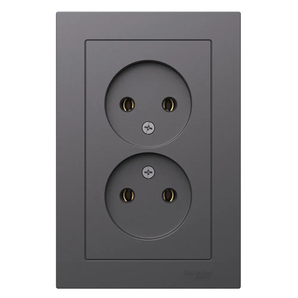 Фото Розетка двойная встраиваемая Systeme electric AtlasDesign ATN001420 цвет базальт Фото Розетка двойная встраиваемая Systeme electric AtlasDesign ATN001420 цвет базальт