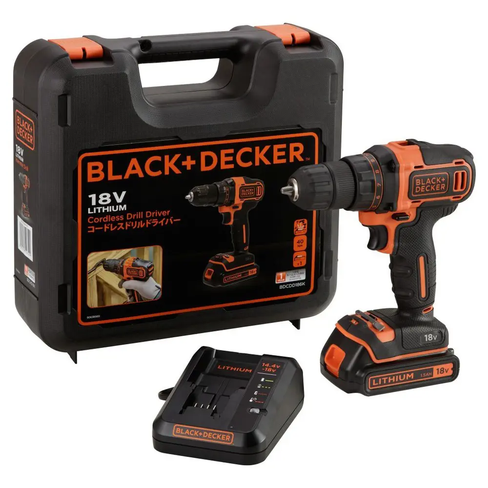 Фото 5 Дрель-шуруповерт аккумуляторная Black&Decker BDCDD186K1B-QW, 18 В Li-Ion 2x1.5 Ач Фото 5 Дрель-шуруповерт аккумуляторная Black&Decker BDCDD186K1B-QW, 18 В Li-Ion 2x1.5 Ач