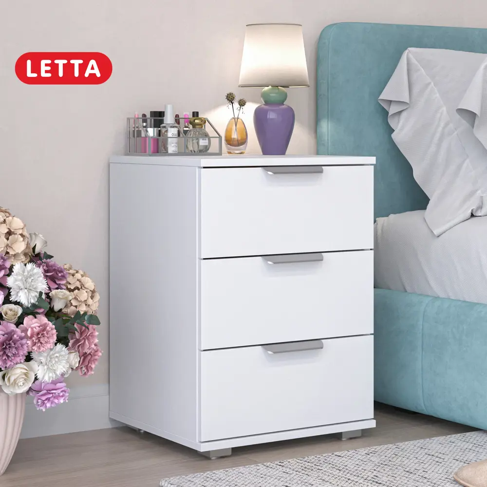 Фото Комод Estetica Letta 3 ящика 46х42х63 см лдсп цвет белый Фото Комод Estetica Letta 3 ящика 46х42х63 см лдсп цвет белый