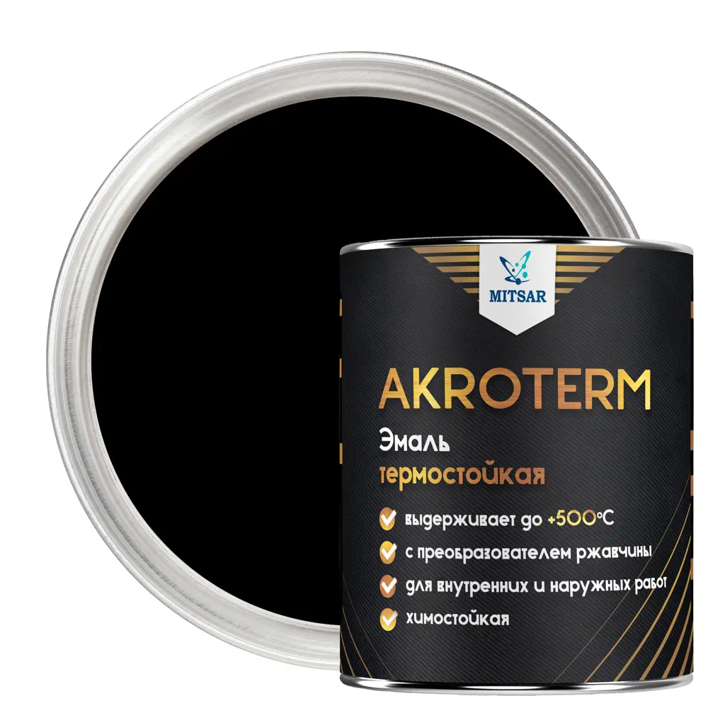 Фото Эмаль AKROTERM УТ000008941 цвет черный 0.8 кг Фото Эмаль AKROTERM УТ000008941 цвет черный 0.8 кг