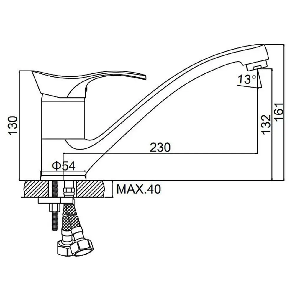 Фото 2 Смеситель для кухни Ledeme 4461 поворотный излив 13.2 см цвет хром