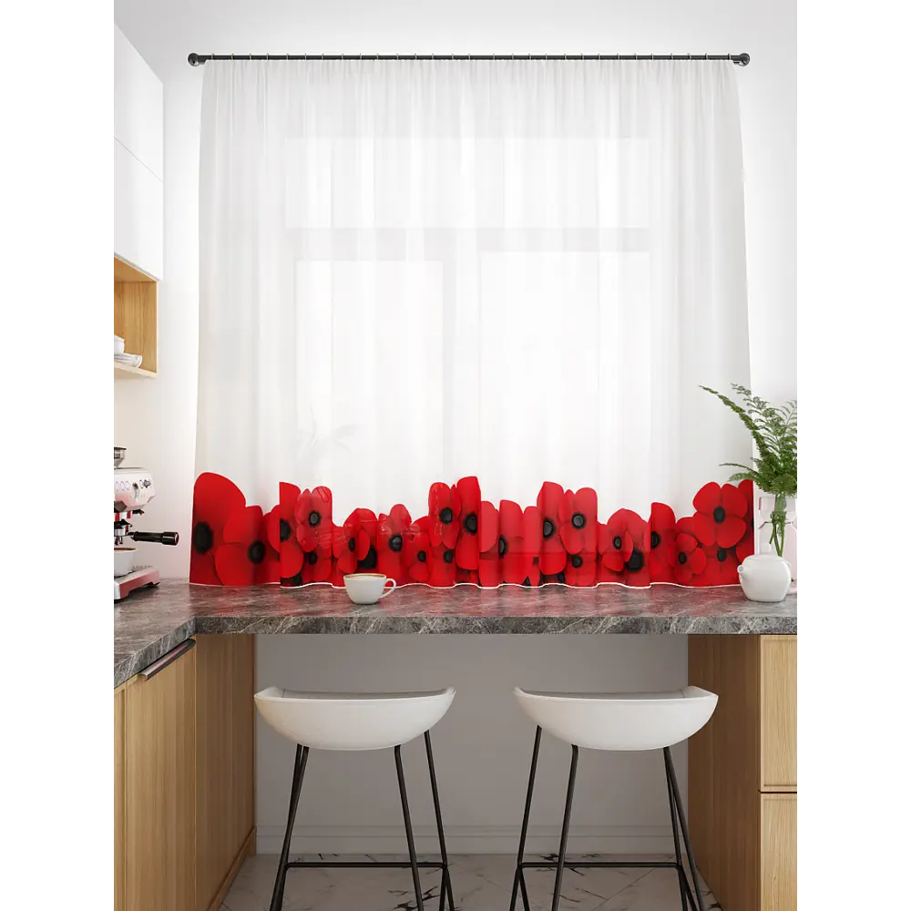 Фото 3 Тюль Helga Базовая коллекция HH533245 на шторной ленте 150x300 см цвет белый