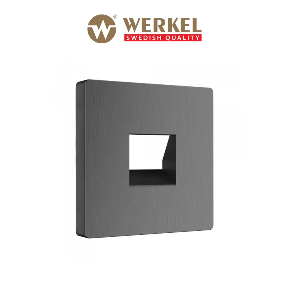 Фото Накладка для телефонной розетки Werkel W1192004 RJ-11 цвет графит рифленый Фото Накладка для телефонной розетки Werkel W1192004 RJ-11 цвет графит рифленый
