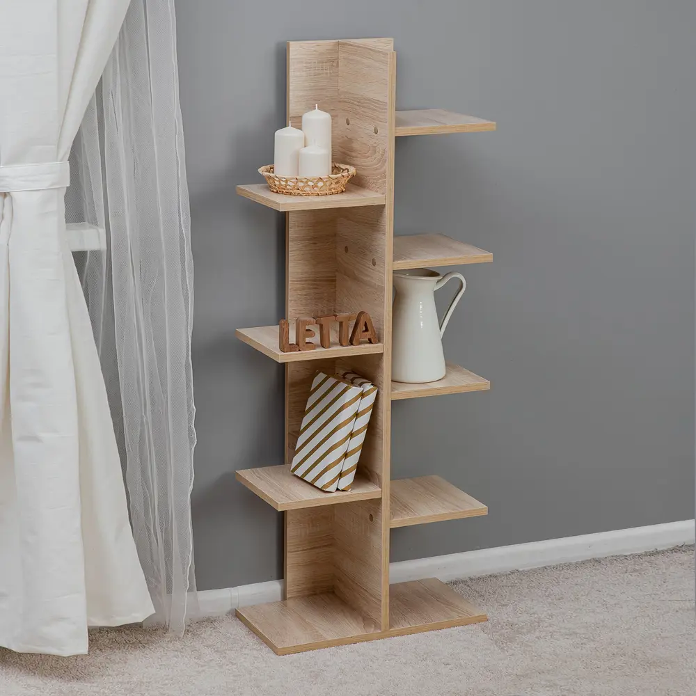Фото Стеллаж деревянный Letta 45x115x24 см нагрузка до 3 кг ЛДСП цвет дуб сонома Фото Стеллаж деревянный Letta 45x115x24 см нагрузка до 3 кг ЛДСП цвет дуб сонома