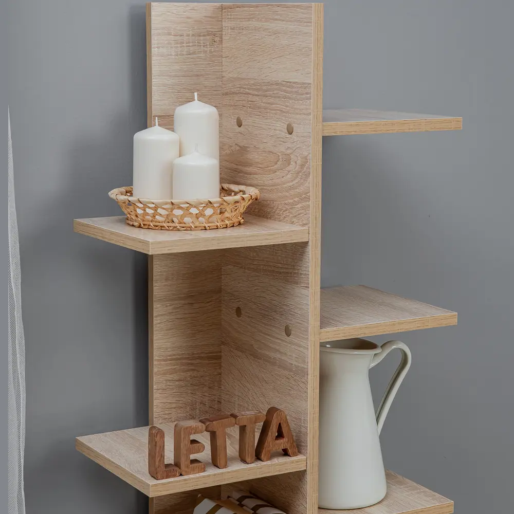 Фото 4 Стеллаж деревянный Letta 45x115x24 см нагрузка до 3 кг ЛДСП цвет дуб сонома Фото 4 Стеллаж деревянный Letta 45x115x24 см нагрузка до 3 кг ЛДСП цвет дуб сонома