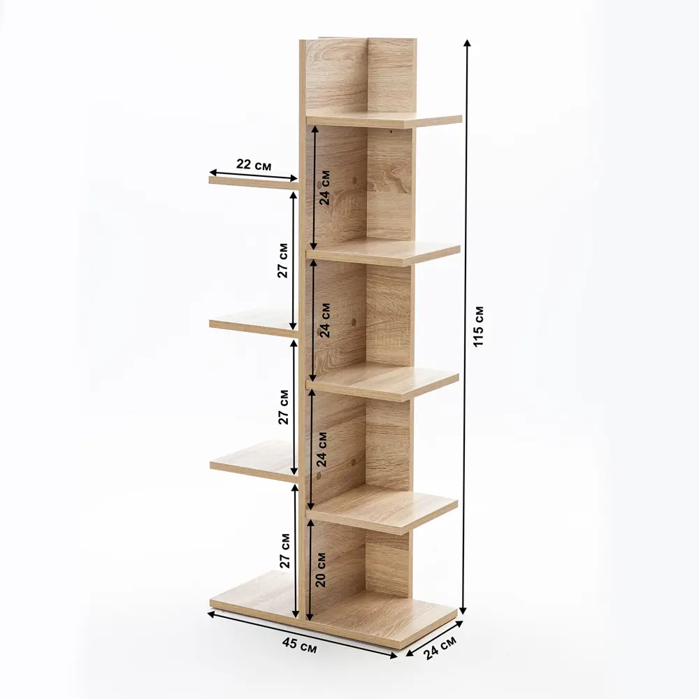 Фото 6 Стеллаж деревянный Letta 45x115x24 см нагрузка до 3 кг ЛДСП цвет дуб сонома Фото 6 Стеллаж деревянный Letta 45x115x24 см нагрузка до 3 кг ЛДСП цвет дуб сонома