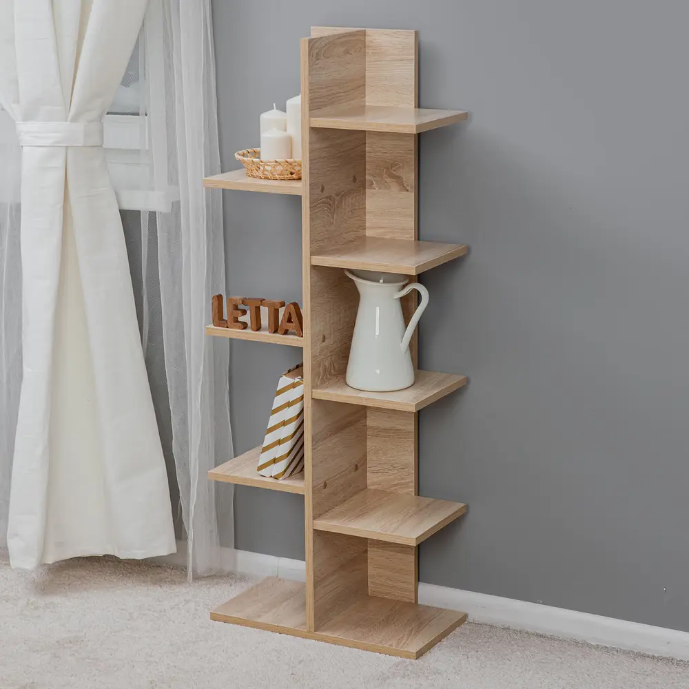 Фото 3 Стеллаж деревянный Letta 45x115x24 см нагрузка до 3 кг ЛДСП цвет дуб сонома Фото 3 Стеллаж деревянный Letta 45x115x24 см нагрузка до 3 кг ЛДСП цвет дуб сонома