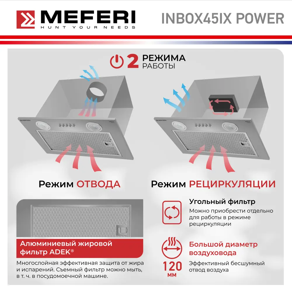 Фото 4 Встраиваемая вытяжка Meferi INBOX45IX POWER 45 см цвет серый/серебристый Фото 4 Встраиваемая вытяжка Meferi INBOX45IX POWER 45 см цвет серый/серебристый