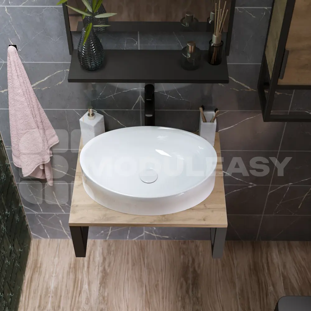 Фото 6 Столешница в ванную Moduleasy Ц0000038964 60x48.2см ДСП цвет коричневый Фото 6 Столешница в ванную Moduleasy Ц0000038964 60x48.2см ДСП цвет коричневый