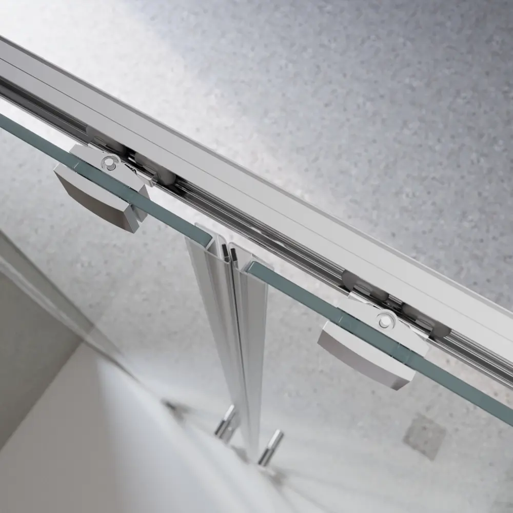 Фото 2 Душевая дверь Belbagno LUCE-BF-2-150-C-Cr 150см эффект стекла прозрачное закаленное стекло раздвижной Фото 2 Душевая дверь Belbagno LUCE-BF-2-150-C-Cr 150см эффект стекла прозрачное закаленное стекло раздвижной