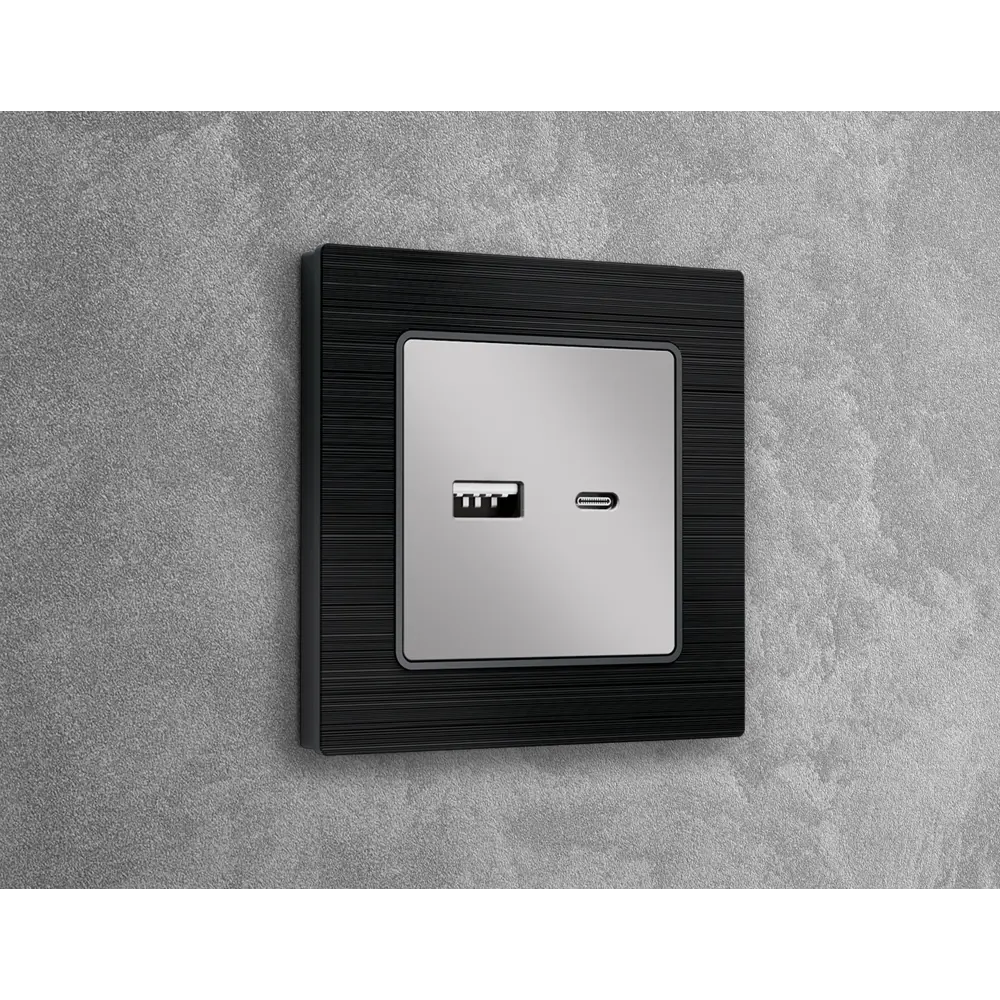 Фото 2 Накладка для розетки 2USB тип A+C Ambrella volt Alfa AP4110 цвет серебро глянец Фото 2 Накладка для розетки 2USB тип A+C Ambrella volt Alfa AP4110 цвет серебро глянец