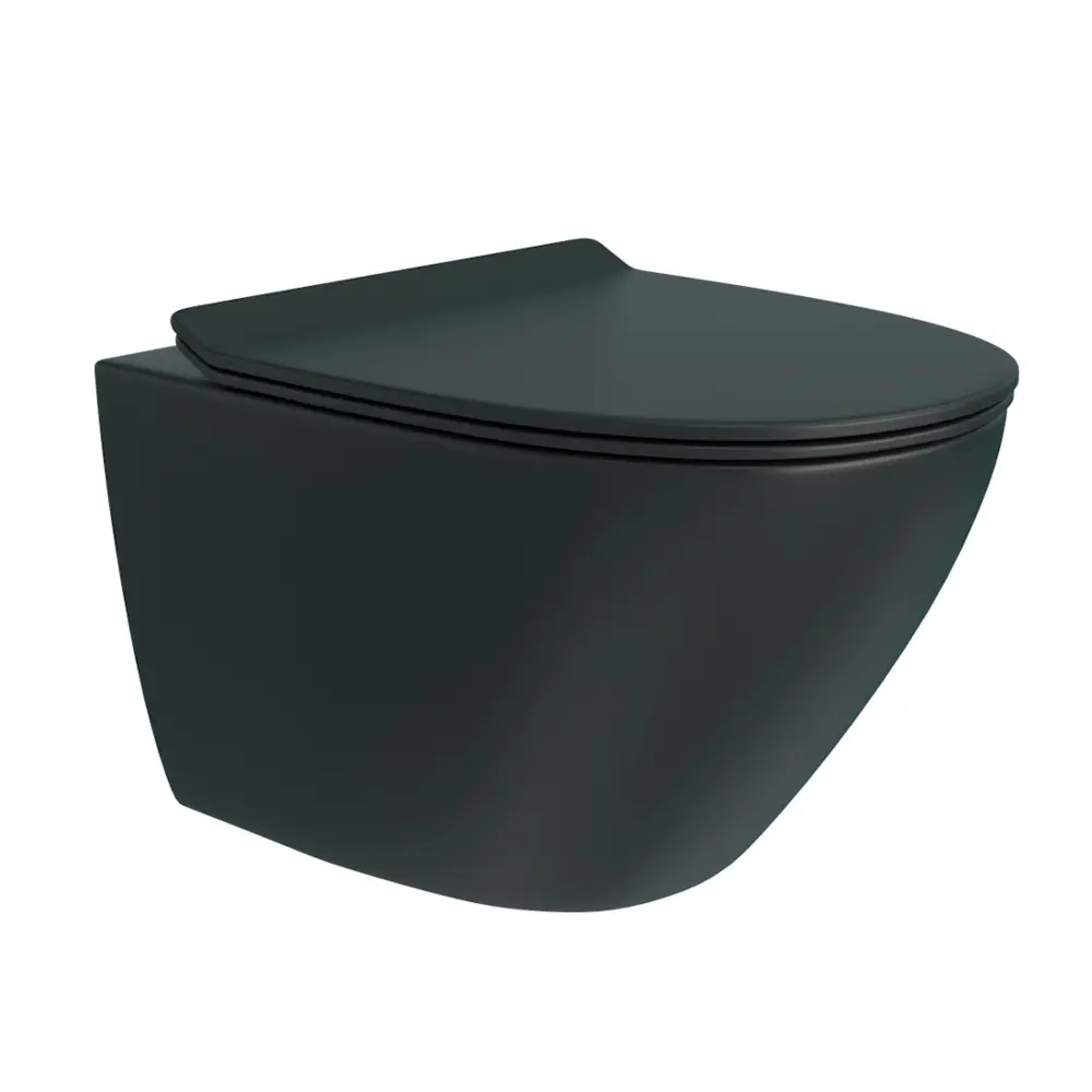 Фото 9 Инсталляция с унитазом комплект 5 в 1 Teymi F14980 унитаз подвесной безободковый торнадо черный Lina Pro Vortex Black кнопка белая