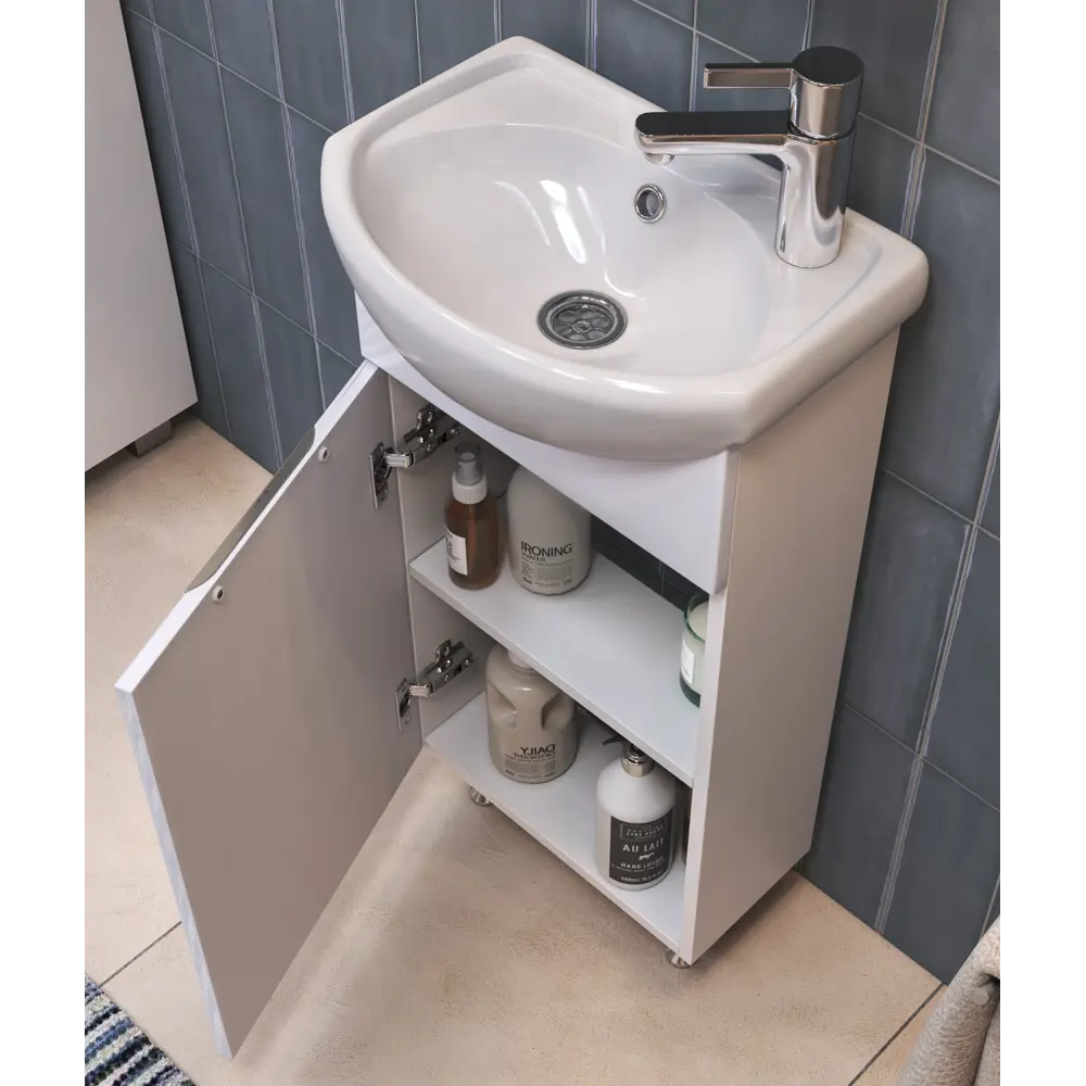 Фото 6 Тумба под раковину напольная Vigo tn-CAL-NEO-40-1D-LM 38.2см цвет белый Фото 6 Тумба под раковину напольная Vigo tn-CAL-NEO-40-1D-LM 38.2см цвет белый