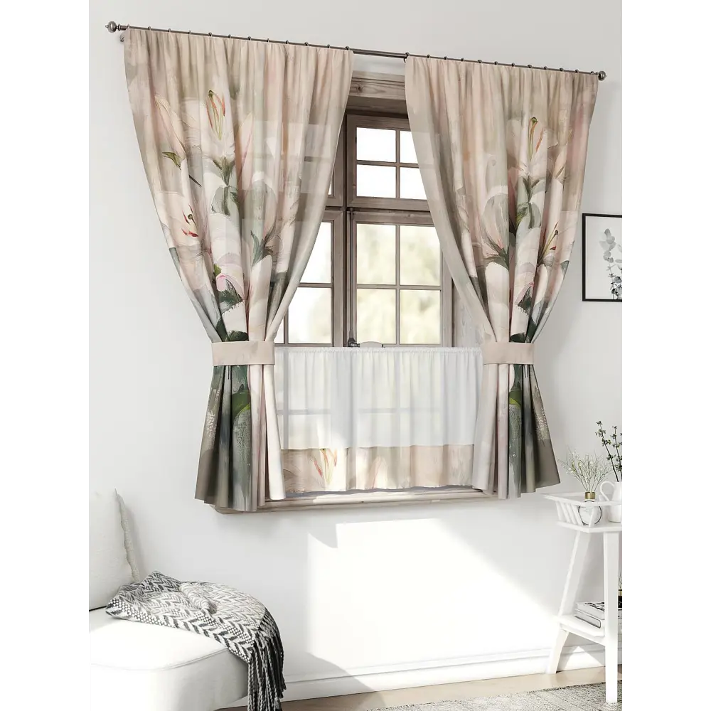 Фото 3 Комплект штор Comfy way CW705131-160 на шторной ленте 160x150 см цвет бежевый, оранжевый, кремовый, персиковый, красновато-коричневый, светло-бежевый