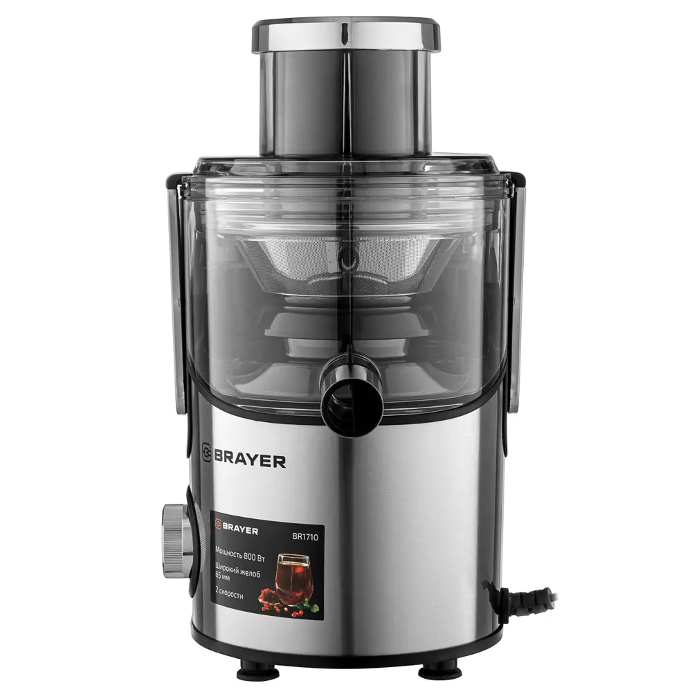 Фото 5 Соковыжималка электрическая Brayer 1710BR 800 Вт цвет серебристый металлик Фото 5 Соковыжималка электрическая Brayer 1710BR 800 Вт цвет серебристый металлик