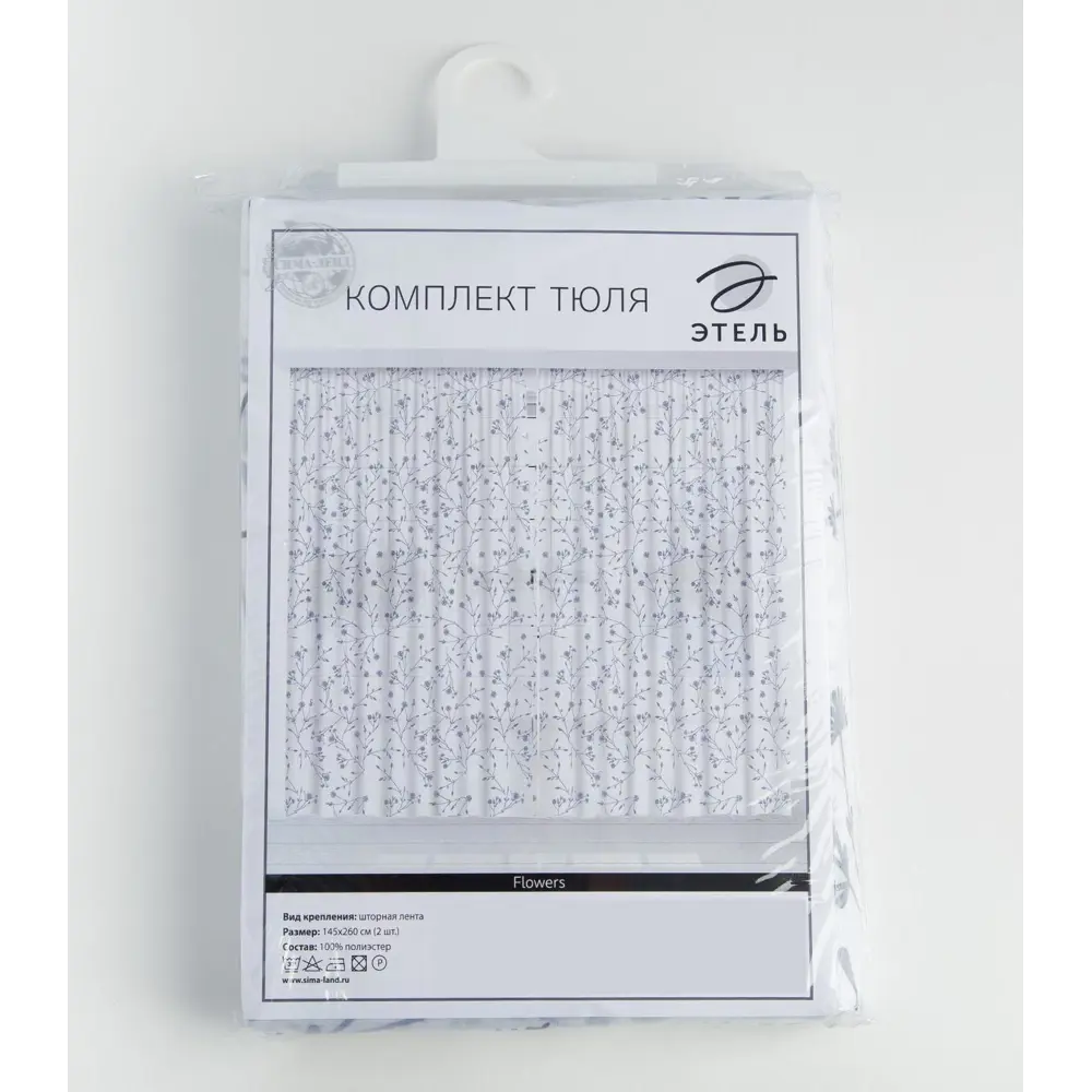 Фото 5 Комплект тюлей Этель Flowers 5525186 на шторной ленте, 260x145 см, цвет белый, 2 шт