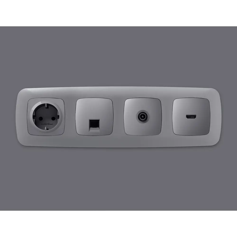 Фото 2 Накладка для компьютерной/телефонной розетки RJ-45/RJ-11 Ambrella volt Omega OP5120 цвет сталь матовая Фото 2 Накладка для компьютерной/телефонной розетки RJ-45/RJ-11 Ambrella volt Omega OP5120 цвет сталь матовая