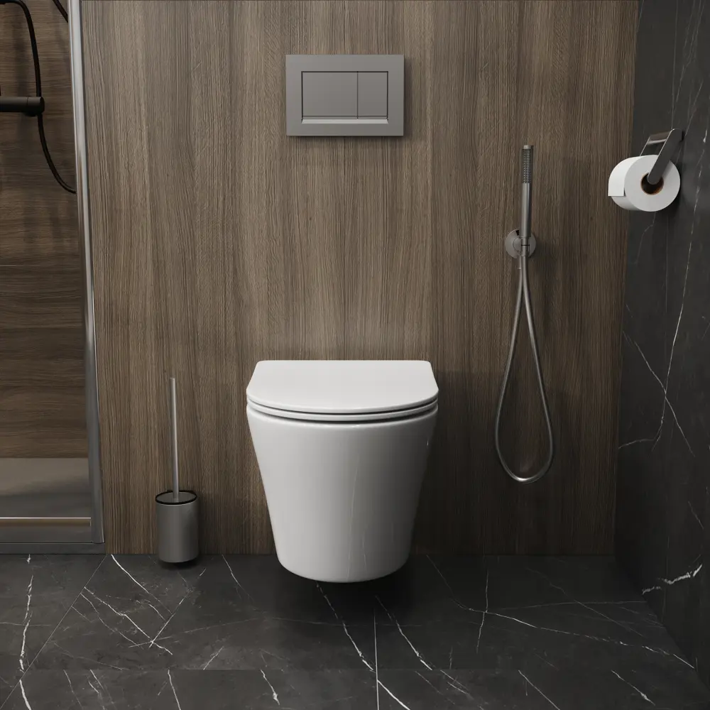 Фото 9 Унитаз Keramastar Credo KR034021N (490*360*350) белый подвесной безободковый с тонкой крышкой Фото 9 Унитаз Keramastar Credo KR034021N (490*360*350) белый подвесной безободковый с тонкой крышкой