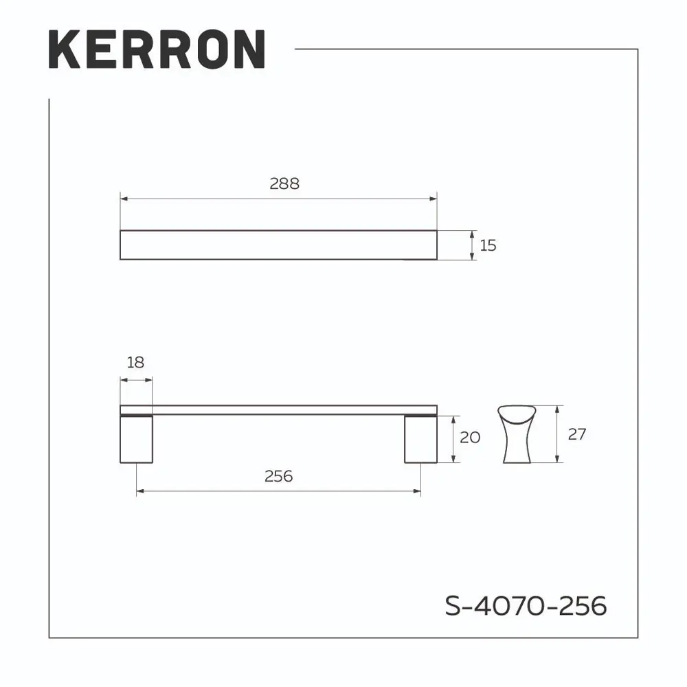 Фото 2 Мебельная ручка-скоба Kerron S-4070-256 OX 256мм алюминий Фото 2 Мебельная ручка-скоба Kerron S-4070-256 OX 256мм алюминий